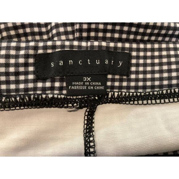 Sanctuary Pull On Flat Front Stretch Crop Pants Plus Sz 3X Black Mini Check NWT - Picture 7 of 8
